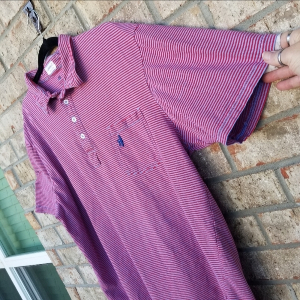 Johnnie O Polo BLUE/RED Striped Golf Shirt (Men XXL/2X) Short Sleeve Soft Cotton - Picture 4 of 10